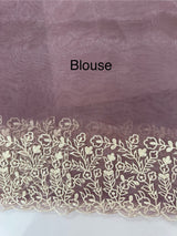 Glass organza saree with embroidery borders- MCW161 DuskyMauve