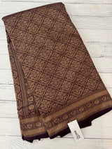 Semi katan Banarasi saree in antique zari weaving - MSKB899 DeepWine