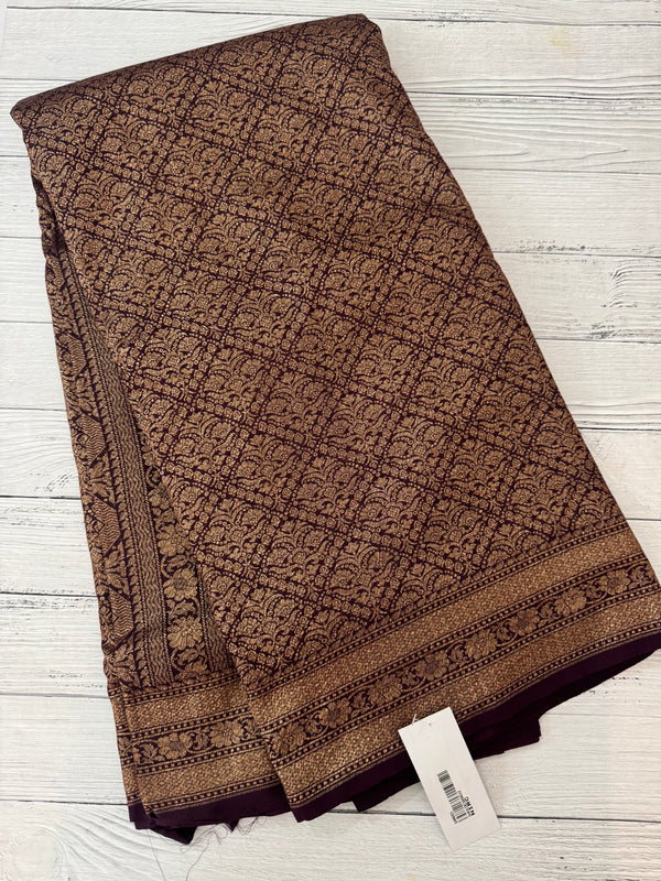 Semi katan Banarasi saree in antique zari weaving - MSKB899 DeepWine