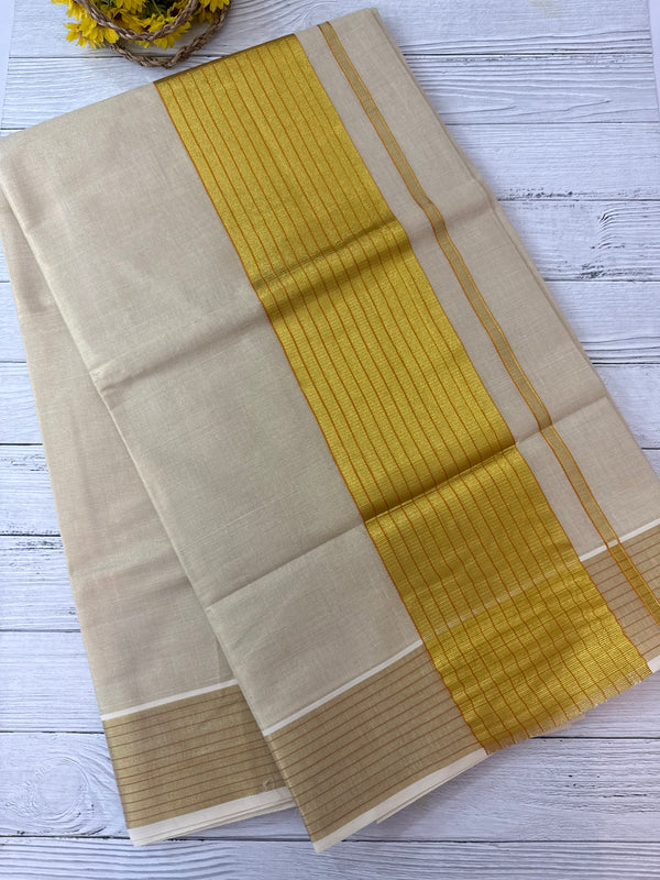 Kerala Gold tissue saree- Orange Lines