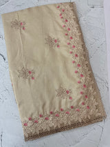 Soft crepe tussar silk saree with embroidery and cutwork MSH207