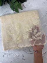Khadi supernet saree with net applique borders MSH208 Ivory