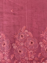 Crushed Matka Blended Tussar silk saree with embroidery MS4890- Burgundy