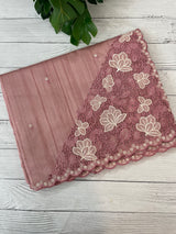 Cutwork Semi tussar saree MTSS674 Pastel PeachyPink