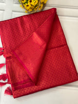 Brocade soft silk saree in copper zari weaving  MS6771