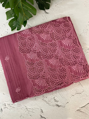 Cutwork Semi tussar saree MTSS657 BerryPink