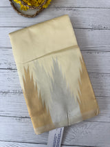Semi silk saree with temple borders - Cream