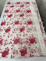 Lightweight Moonga Kota saree with prints MSH308 - White to Red