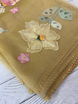 Tissue organza saree with thread pollen work MS15209