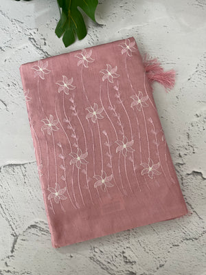 Butter silk saree with embroidery MTS569