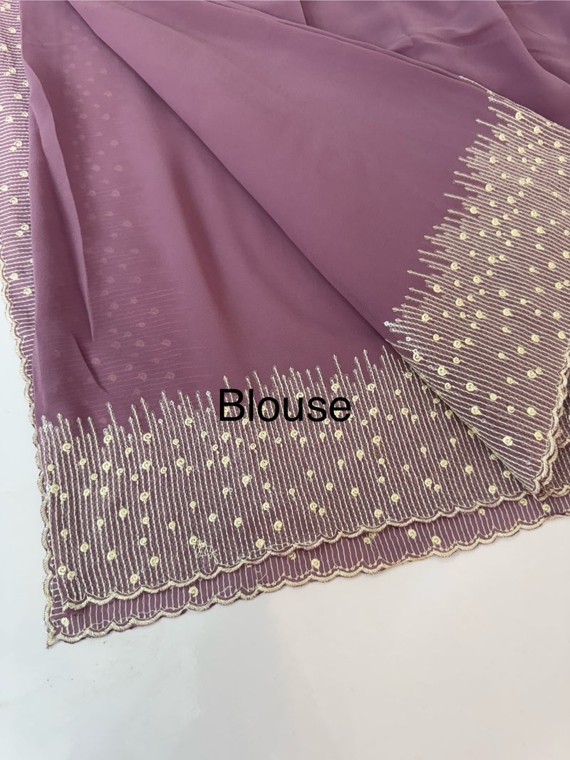 Designer georgette sarees with blouse MGS5321- DuskyWine