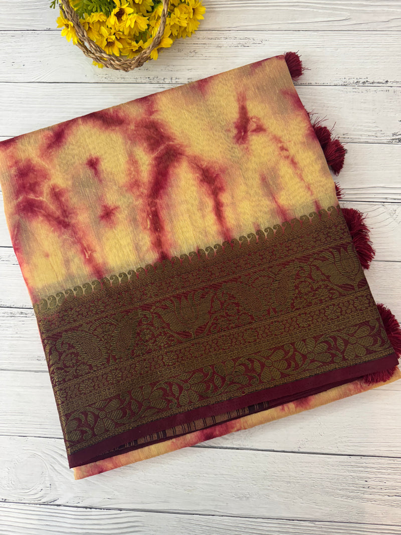 Tie & Dye Jute silk sarees  MJL987