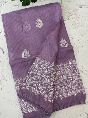 Soft kota checks saree with embroidery - MS7676