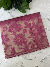 Blended tussar saree with organza applique applique borders MTSS452 BerryPink