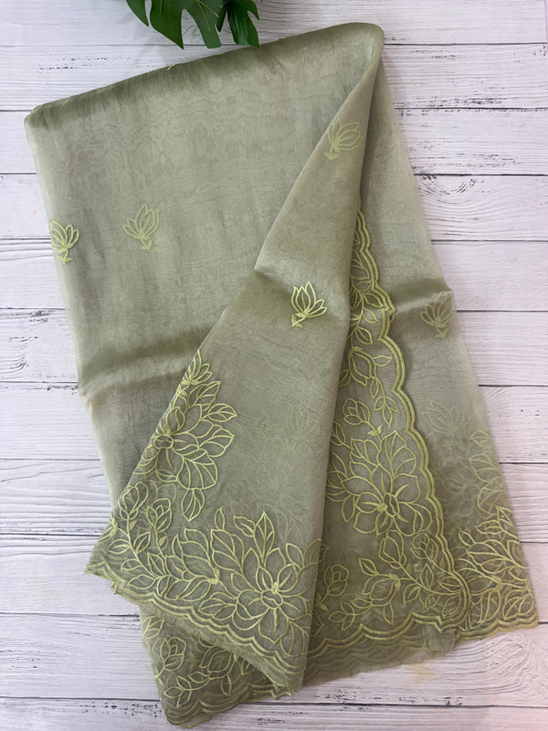 Tissue Organza saree MS14051- DuskyGreen
