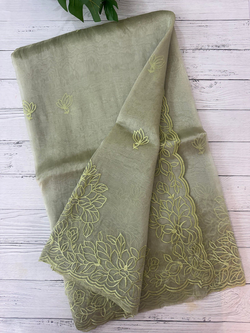 Tissue Organza saree MS14051- DuskyGreen