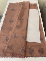 Organza saree with embroidery - MSH375 DuskyPeach