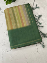 Multi color Semi soft silk saree with borders MSS590