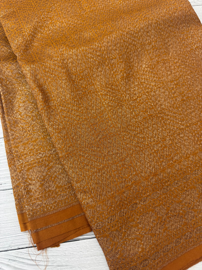 Semi katan Banarasi saree in antique zari weaving - MSKB899 Mustard