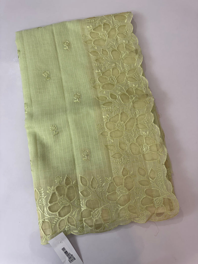 Soft kota silk saree with applique work MS85432 PastelGreen