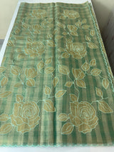 Tissue Silk applique work saree MSH133- JadeGreen