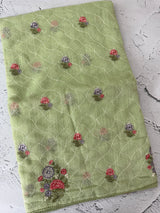 Semi linen saree with embroidery- MS15167