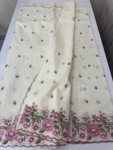 Mul chanderi embriodery saree with scalloped borders MSH176