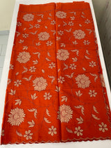 Malai chanderi saree with applique work MSM6201 Orange