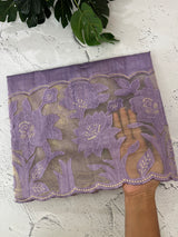 Blended tussar saree with organza applique applique borders MTSS452 Lavender