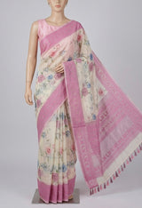 Chanderi digital printed saree with chikankari embriodery MSH171