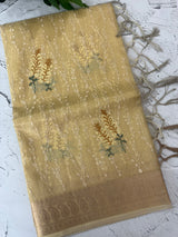Tissue Silk embriodery saree MS49892 DustyYellow