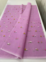 Kota checks saree with embroidery MS7680 Lavender