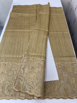 Blended tussar saree with organza applique applique borders MTSS452 Chiku