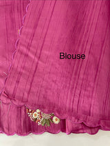 Blended tussar silk saree with embroidery- MS1072