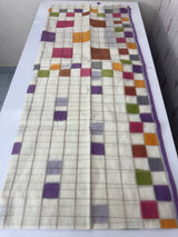 Semi chanderi saree with multi color checks- MSF334