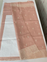 Silky kota embroidery saree MS5409 PastelPeach
