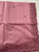 Blended tussar saree with cutwork - OnionPink