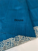Cutwork Semi tussar saree MTSS879 DeepBlue