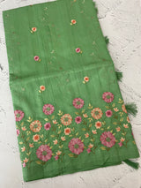 Art tussar saree with embroidery MST677