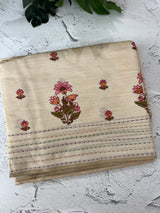 Blended semi tussar silk saree with embroidery MSJ677(3)- Cream