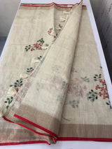 Tissue linen saree with handpainting and kanta work blouse MS14462 (6)