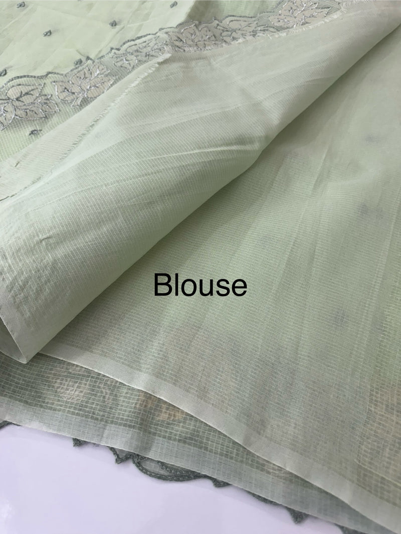 NetKota saree with Applique border  MSH131- DuskyGreen