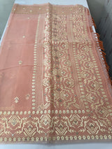 Semi organza saree with embroidery  - MSH124 Pastel Peach