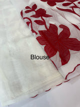 NetKota Applique work saree  MSH143- Red and white
