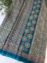 Ajrakh Rayon cotton saree MRC676