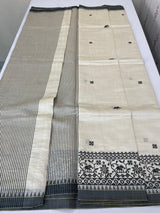 Blended tussar silk saree with embroidery- MSH490