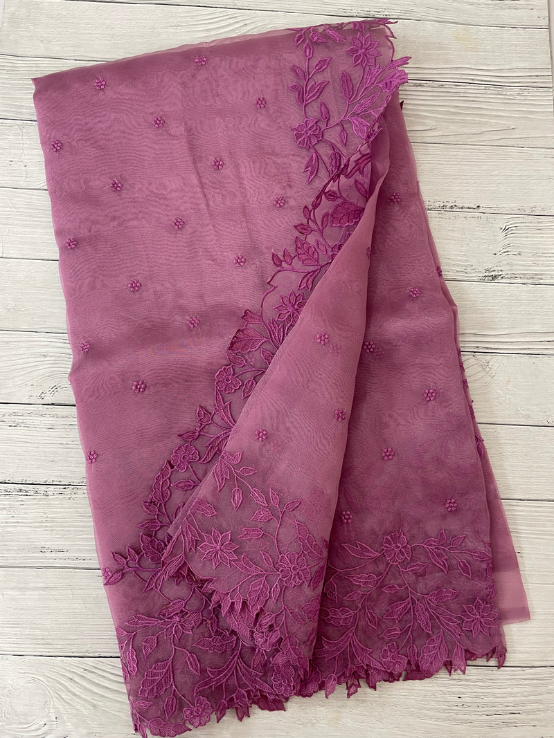 Tissue Organza saree with embriodery MS14638 Magenta