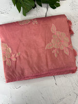 Soft Crush Organza Applique work saree with tissue applique work MS14978 Peach