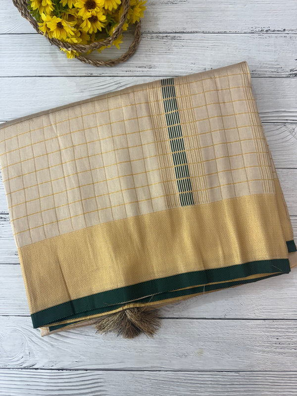 Tissue mix Soft silk saree with checks zari weaving MS8146
