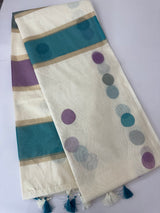 Semi chanderi saree with multi color polka dots- MSF334